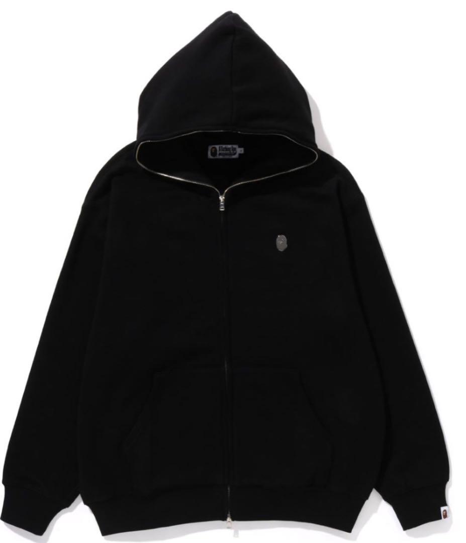 早い者勝ち　アベイジングエイプ　ジップパーカー　ブラック　バックロゴ　Lサイズ A BATHING APE - アベイシングエイプ ×ブラックアイパッチ