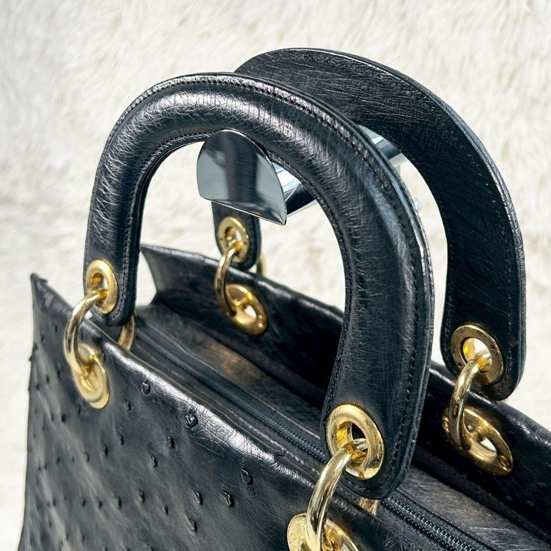 極美品✨ オーストリッチ ハンドバッグ アクセサリーポーチ 本革