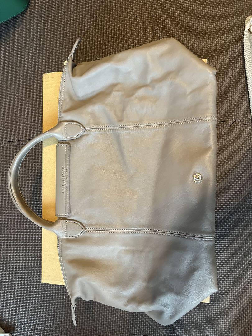 LONGCHAMP グレー レザーバッグ