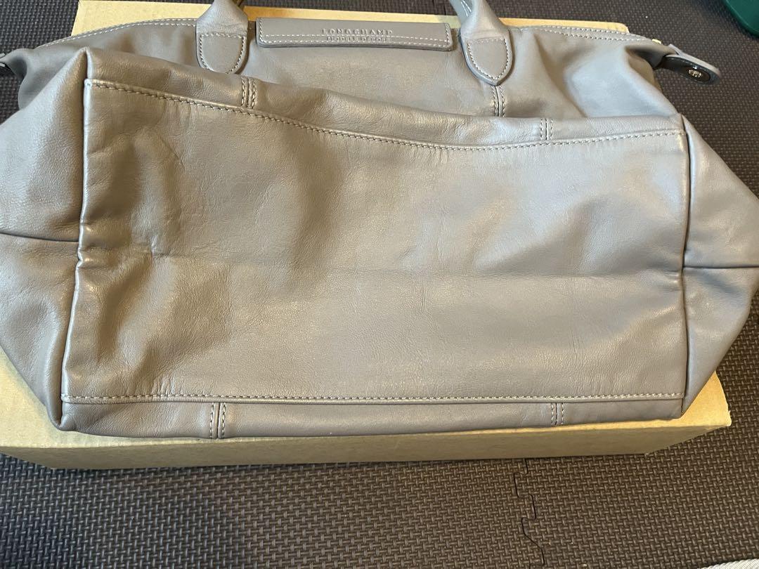 LONGCHAMP グレー レザーバッグ