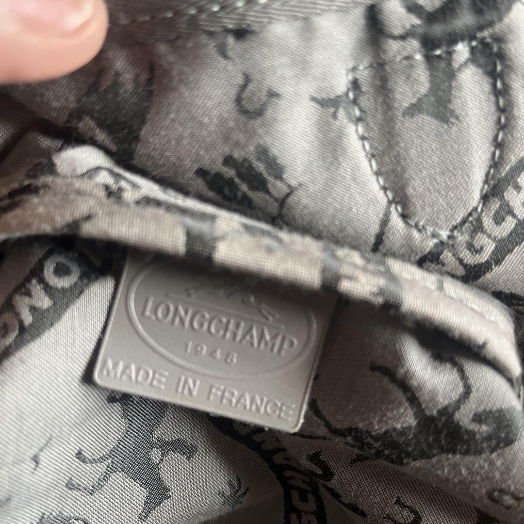 LONGCHAMP グレー レザーバッグ