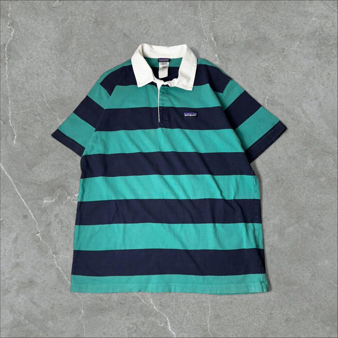 Michiaki　patagonia 95年　オーガニック・ラグビーシャツ 90s オーガニックコットン USA製 Patagonia ラガーシャツ S