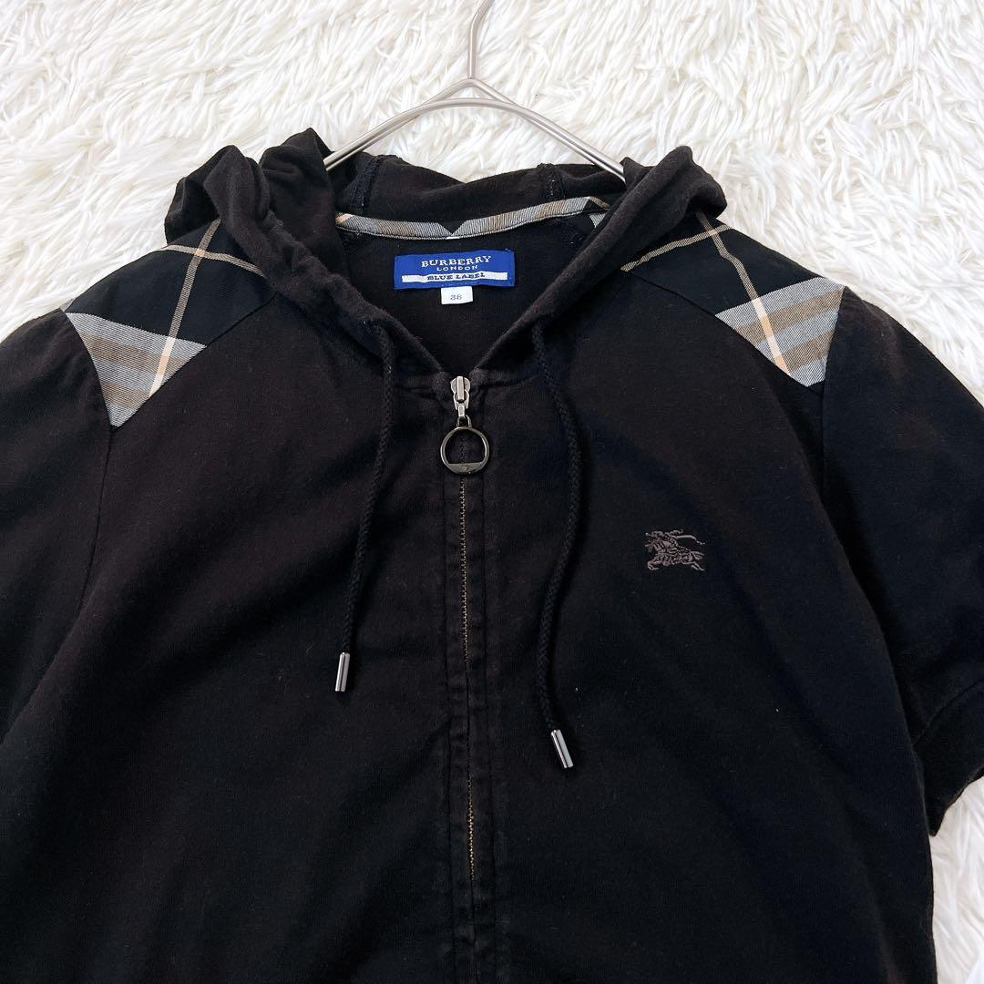 BURBERRY ブルーレーベル チェックパーカー 38 バーバリーブルーレーベル パーカー ジップアップ ノバチェック