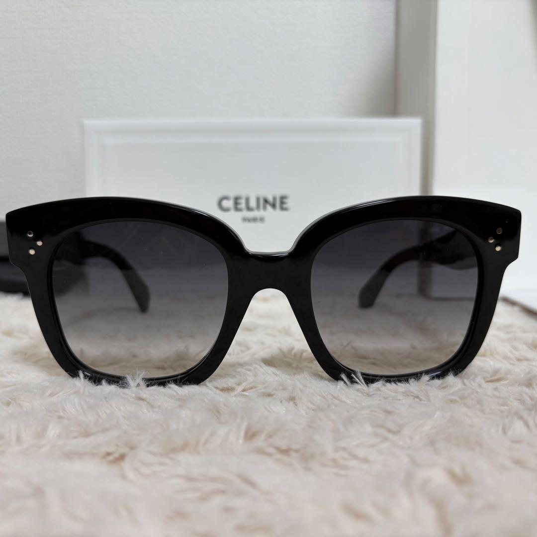 【美品本日発送】CELINEブラックサングラス CELINE セリーヌ ロゴ サングラス トリオンフ ブラック (CELINE