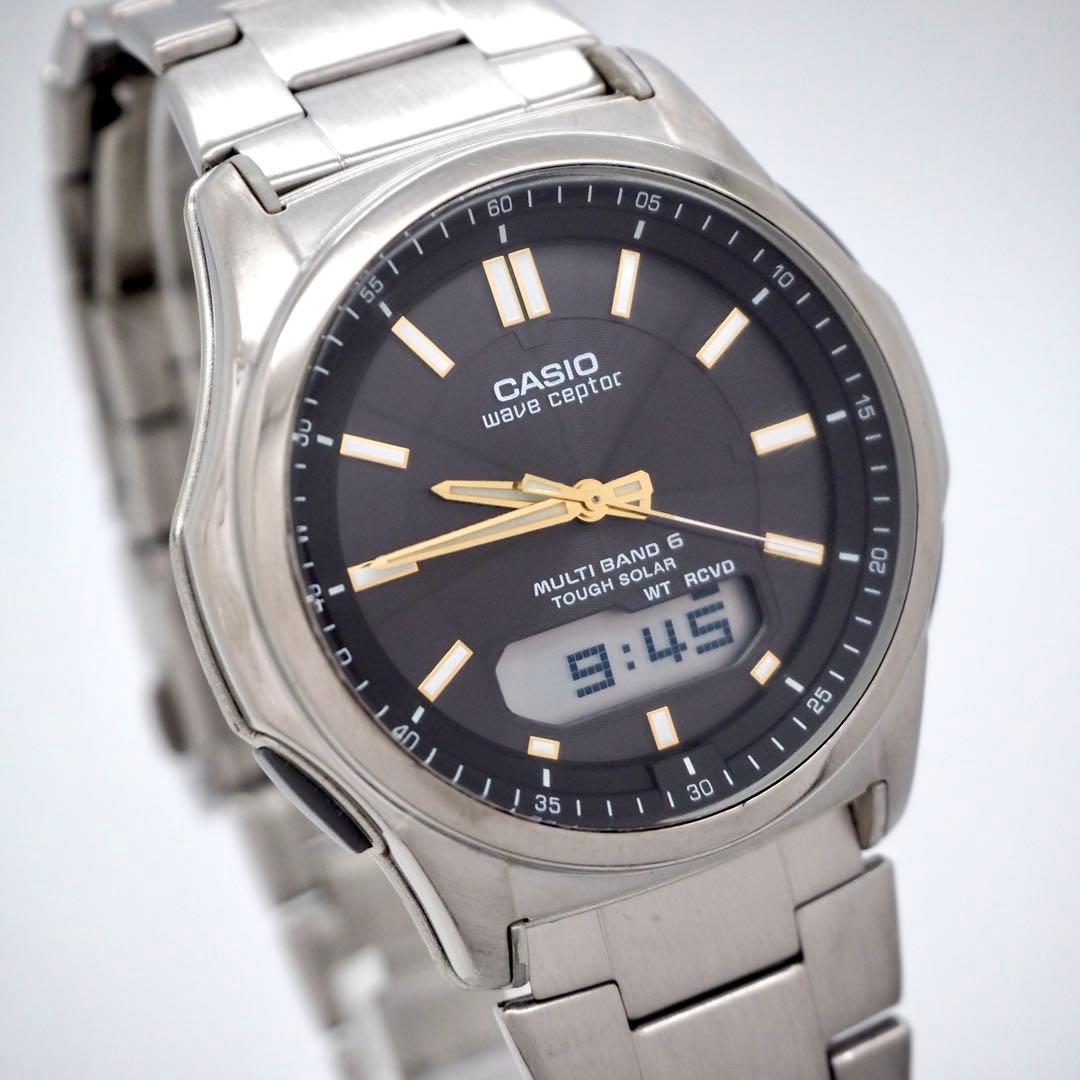 117 CASIO メンズ 時計 電波ソーラー ウェーブセプター アナデジ
