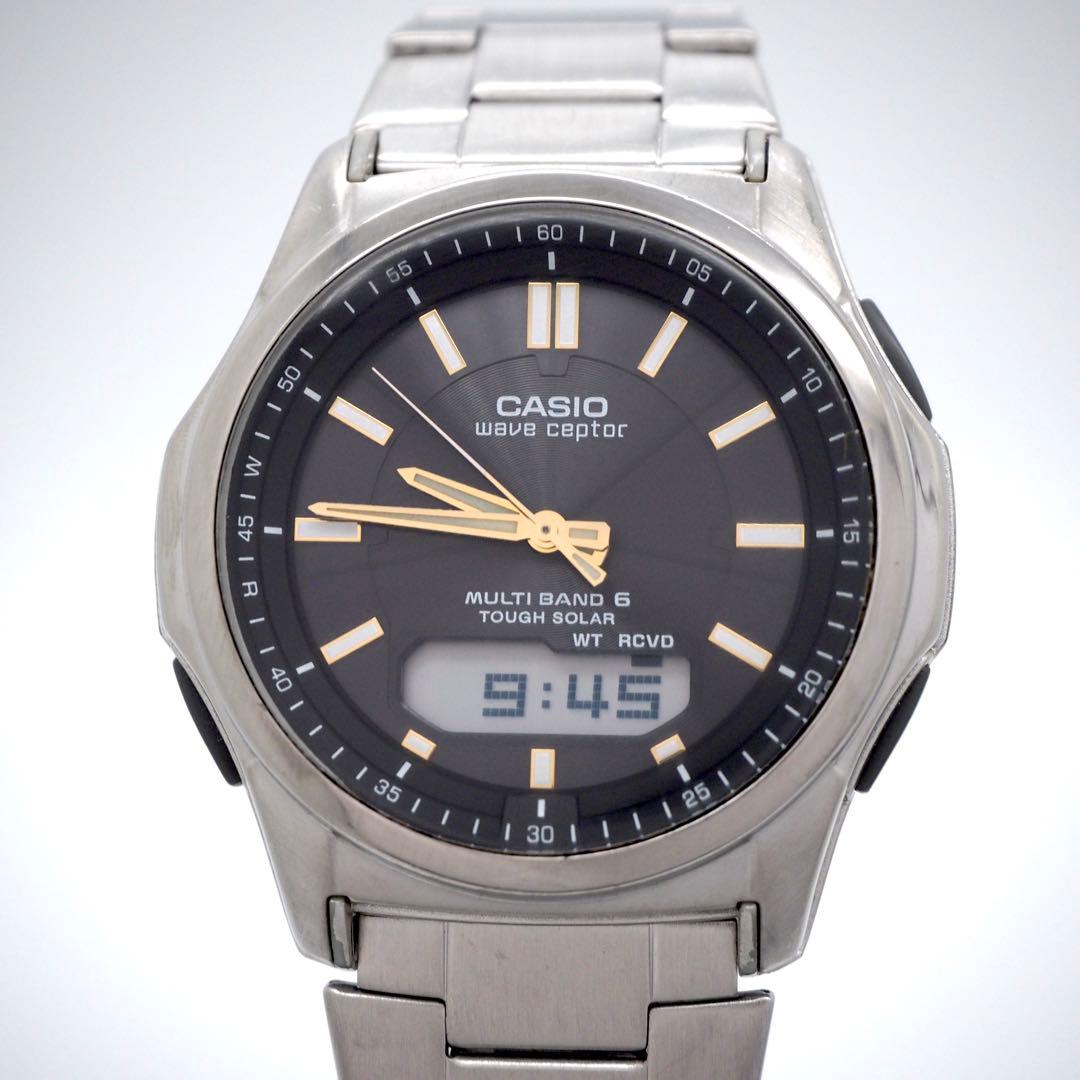 117 CASIO メンズ 時計 電波ソーラー ウェーブセプター アナデジ