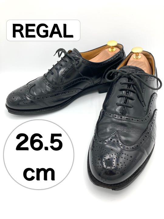 REGAL リーガル ウィングチップ メダリオン 内羽根 26.5 ブラック 黒