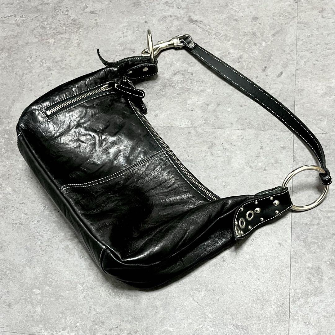 バッグ 00s Y2K one shoulder bag leather black