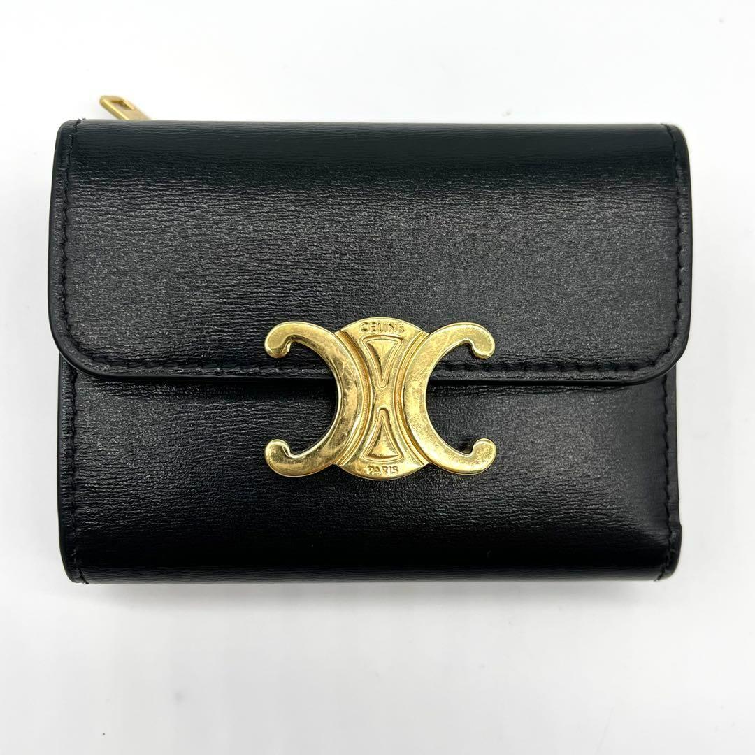 未使用級✨CELINE トリオンフ金具 コンパクトウォレット コインケース付