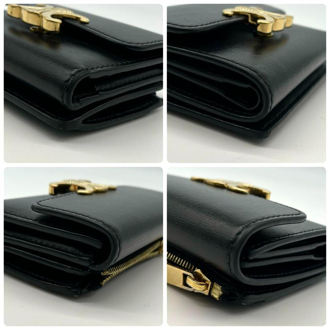 未使用級✨CELINE トリオンフ金具 コンパクトウォレット コインケース付
