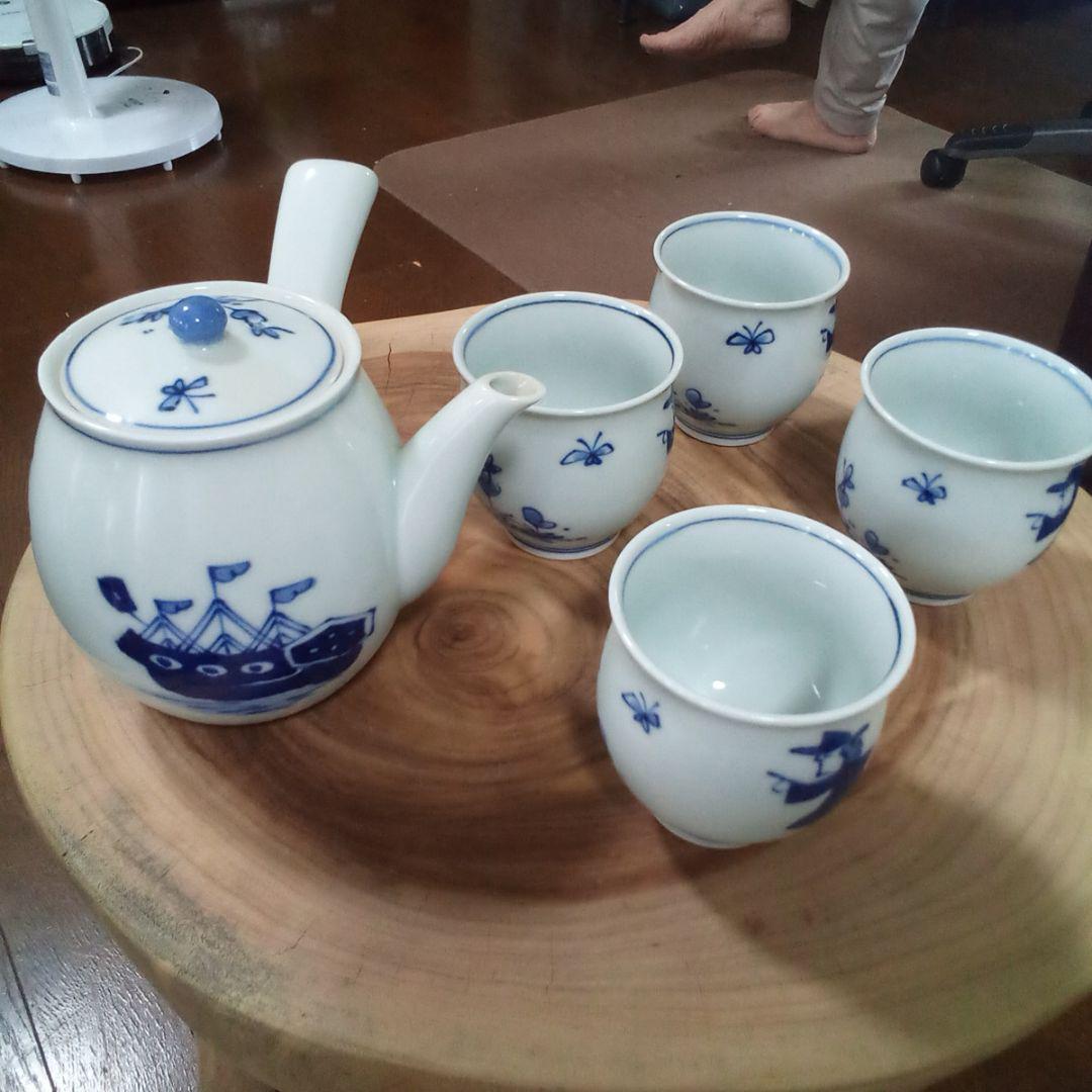 1524 染付青花 湯冷し1 蓋置1 湯呑1