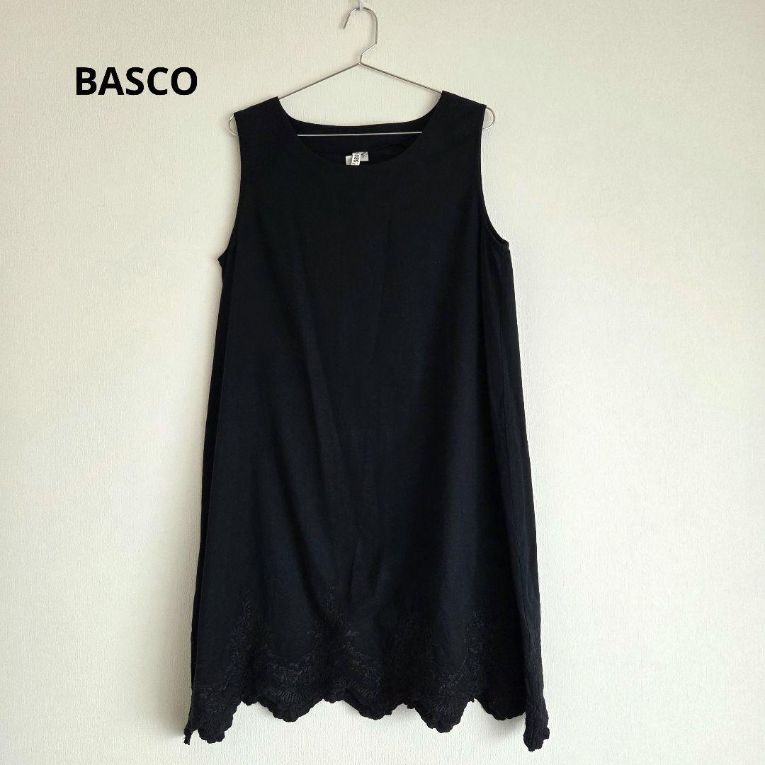 BASCO カットワーク刺繍レースドレス ロングワンピース ブラック