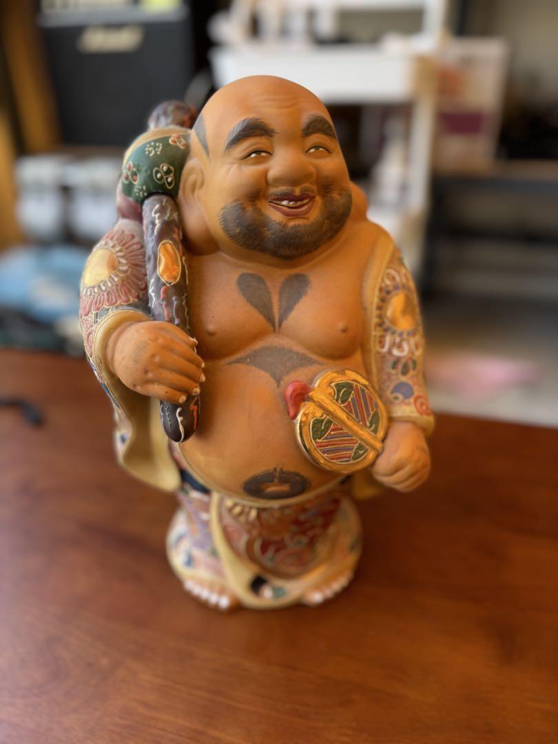 九谷焼　布袋置物　21cm13cm10cm 九谷焼 布袋 七福神 唐草 置物 26cm 2407