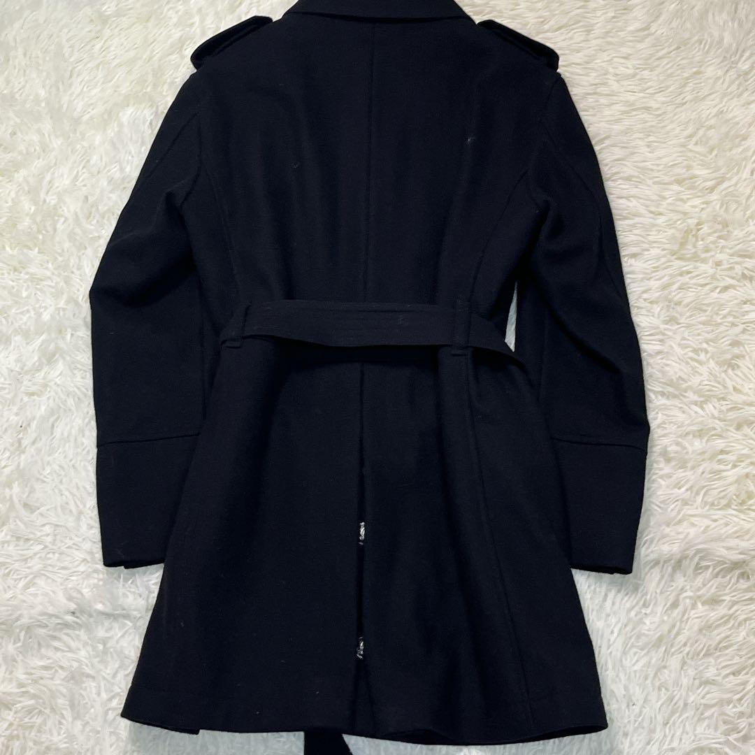 美品 バーバリーブラックレーベル ナポレオンコート トレンチ カシミヤ 黒 M
