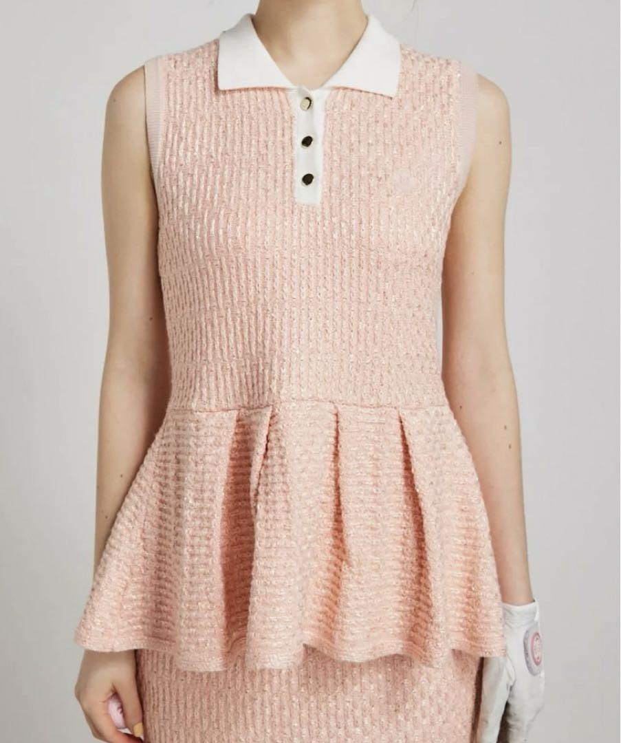 激安先着 ♡専用 リエンダゴルフ ピンク シャイニーツイードペプラム レディースウェア