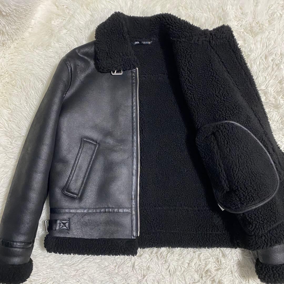 【新品】ZARA ザラ フェイクムートンジャケット ブラック Lサイズ 【新品】ZARA ザラ フェイクムートンジャケット ブラック Lサイズ