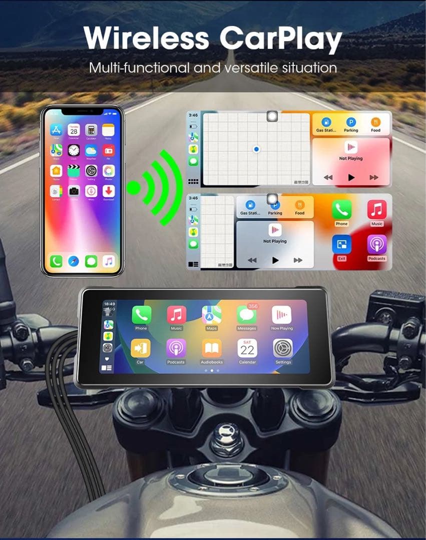 ⑤【前後ドライブレコーダー】大画面6.86インチ バイク用 モトスマートモニタ