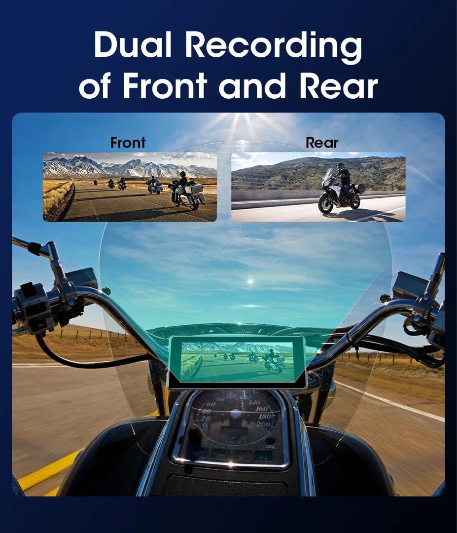 ⑤【前後ドライブレコーダー】大画面6.86インチ バイク用 モトスマートモニタ