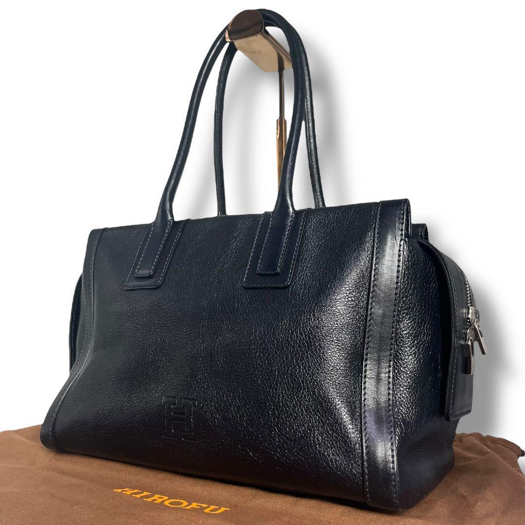 美品　HIROFU ヒロフ オールレザー　トートバッグ　肩掛け　黒429