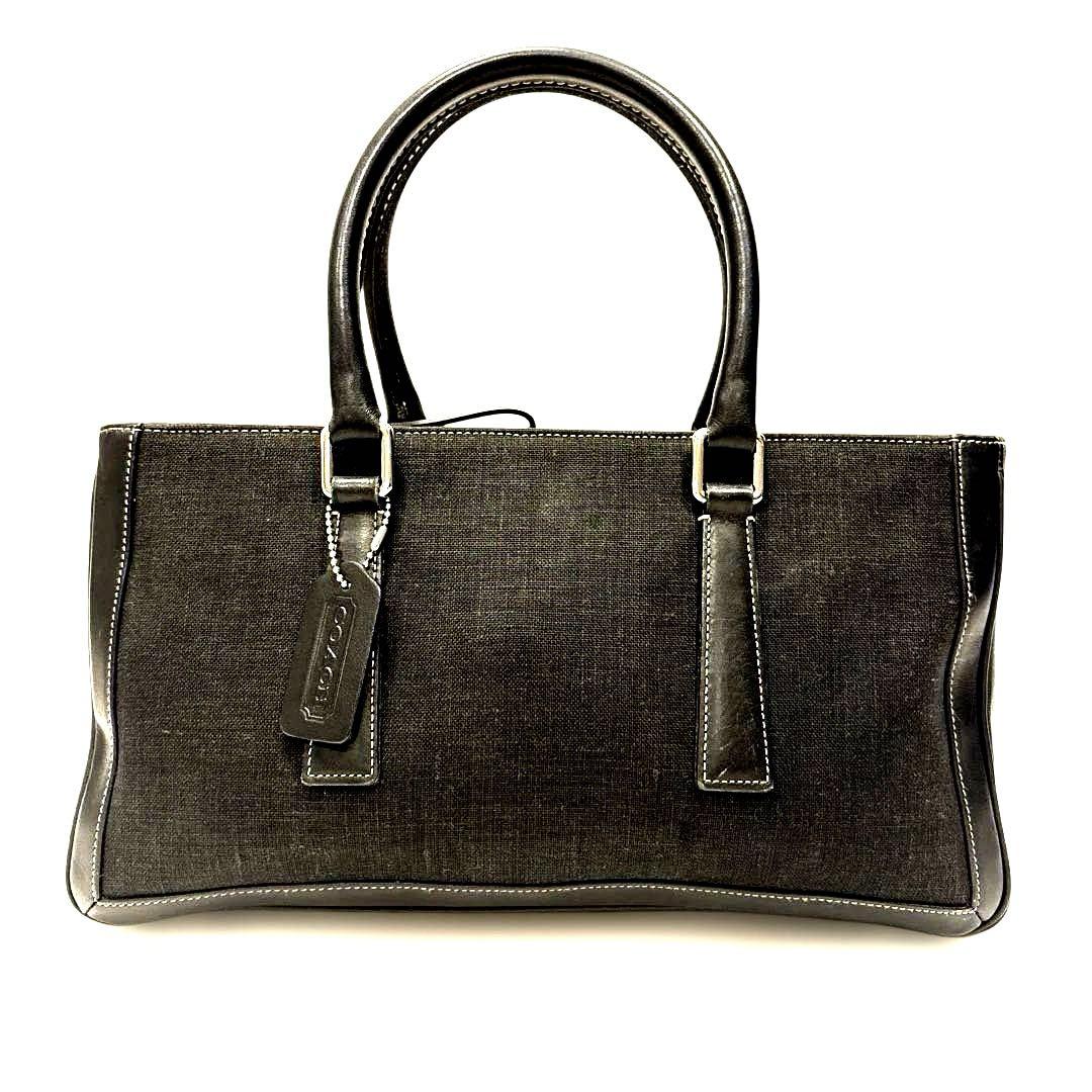 COACH コーチ ハンドバッグ デニム キャンバス 黒 ブラック BLACK
