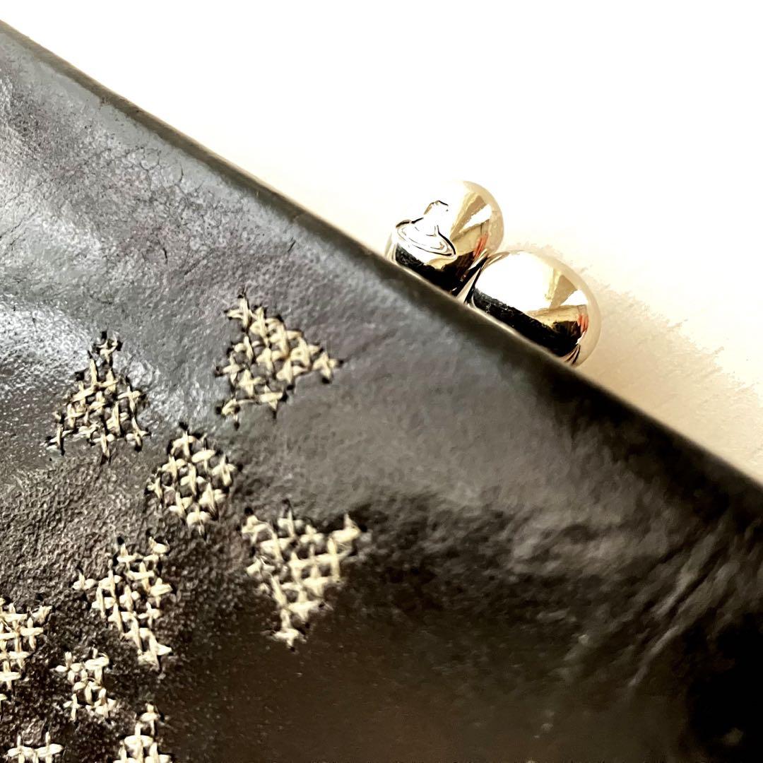 レア VivienneWestwood 二つ折り がま口 財布 刺繍 デカオーブ