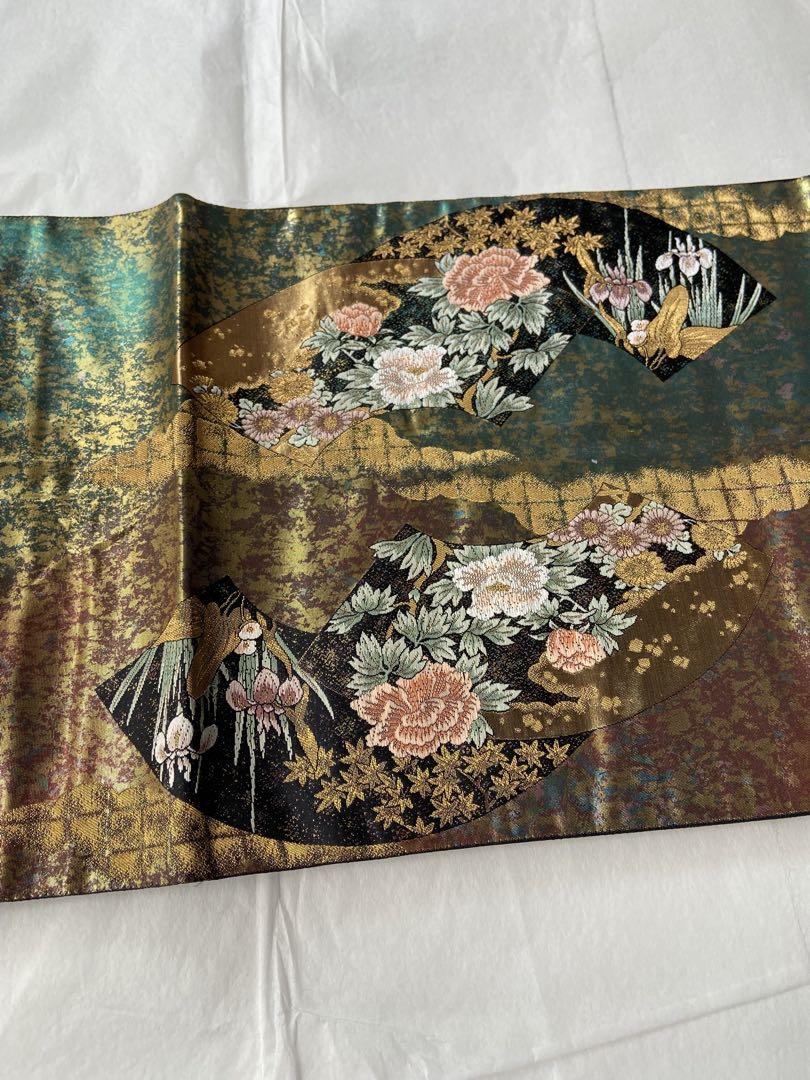 高質で安価 高級青銅箔袋帯 美しい四季の花柄 慶事 黒留袖色留袖 フォーマル 着物・浴衣