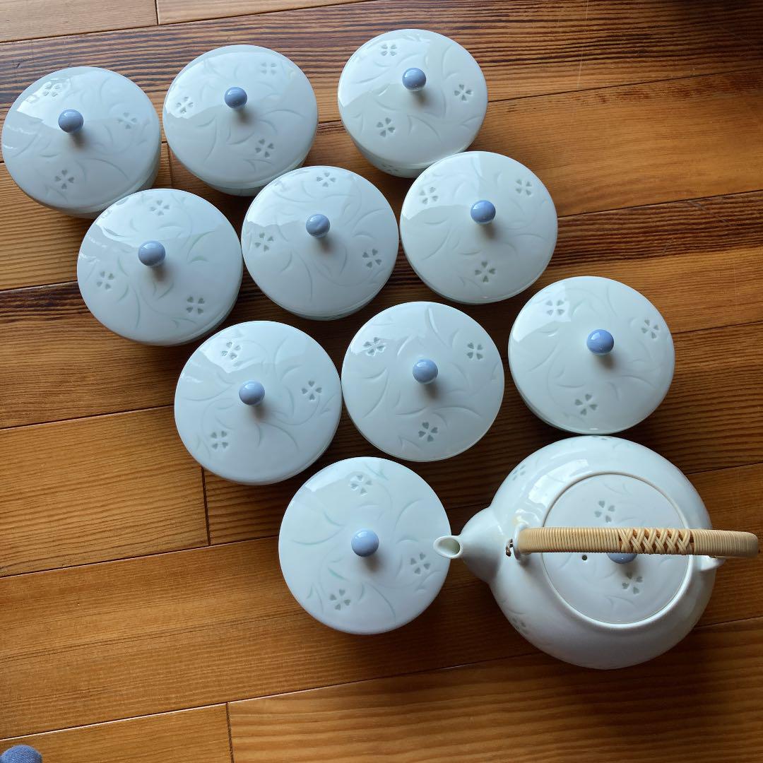 有田焼ほたる焼蓋付き茶器10客お急須