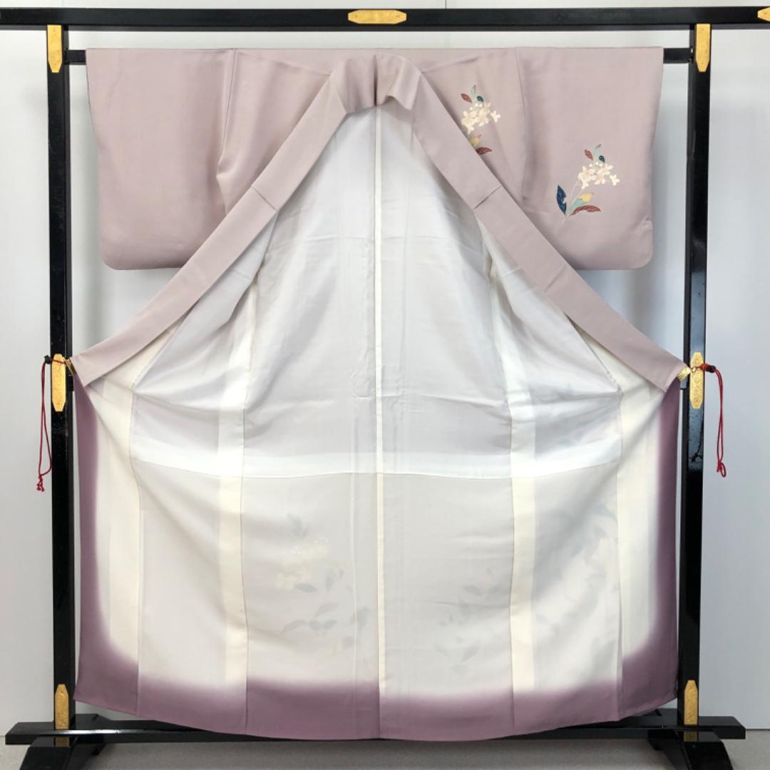 付下げ 作家物 友禅 上品な花模様 薄梅鼠色 K-4912 - メルカリ