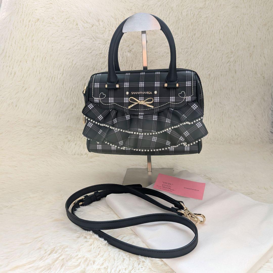 【新品未使用】SAMANTHAVEGA☆フリルリボン2wayチェックハンドバッグ