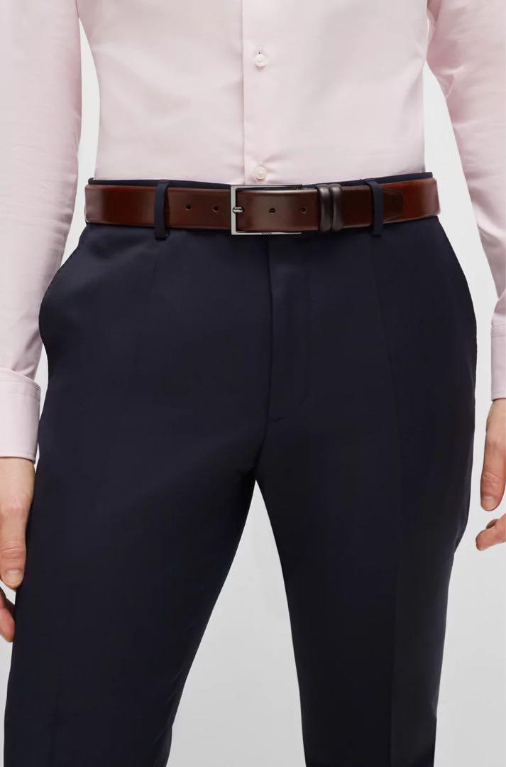 HUGO BOSS ベジタンレザー ベルト ガンメタルバックル