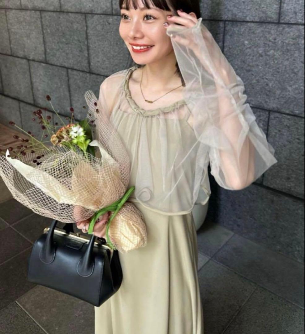 hinari チュールオケージョンドレス グリーン Sサイズ