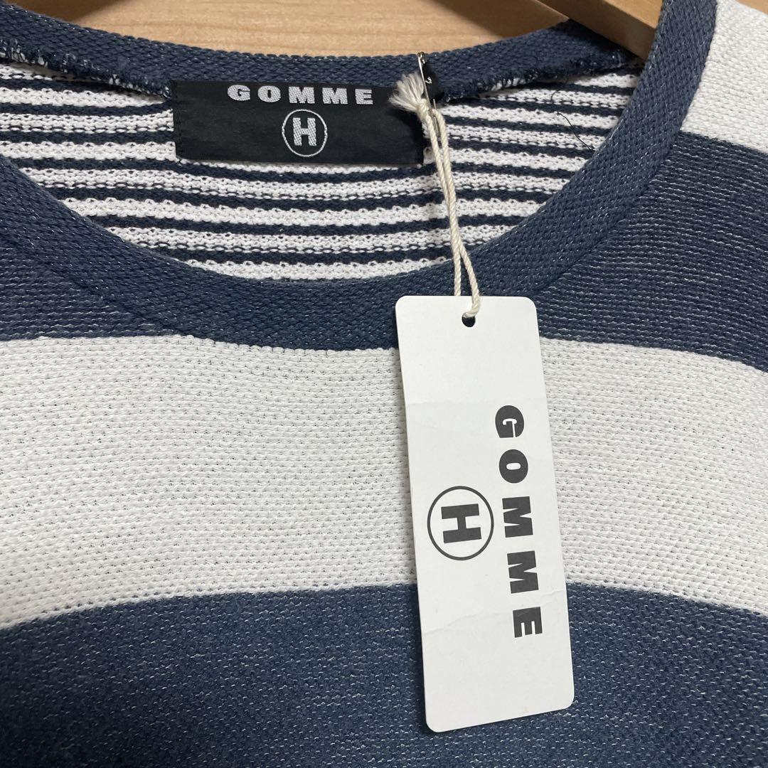 新品タグ付19,800円【ゴム オム】マルチボーダードロップショルダーカットソー