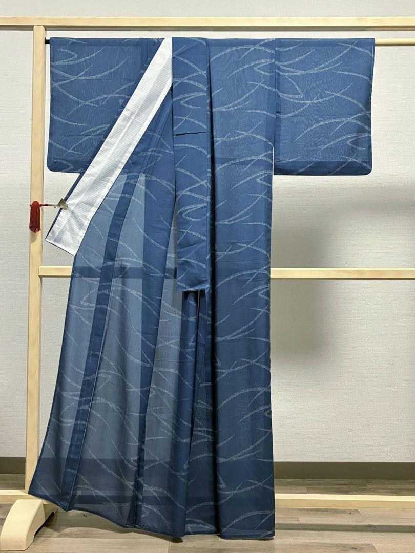 A 夏物 露草模様 青色 化繊 薄物 絽 紗 小紋 着物 A 夏物 露草模様 青色 化繊 薄物 絽 紗 小紋 着物 - メルカリ