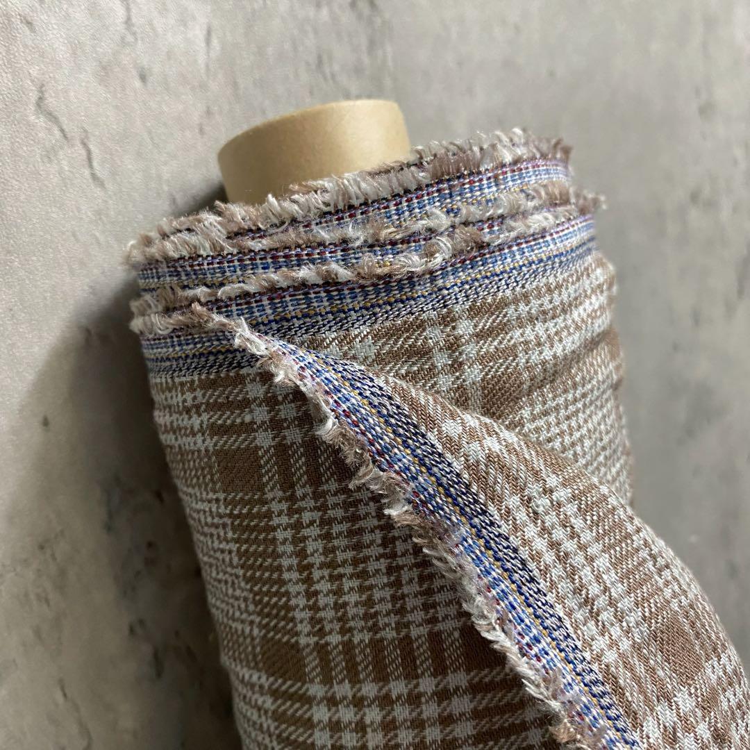 リネン生地６０番【３ｍ布巾】グレンチェックリネン麻生地リネン１００児島炊き