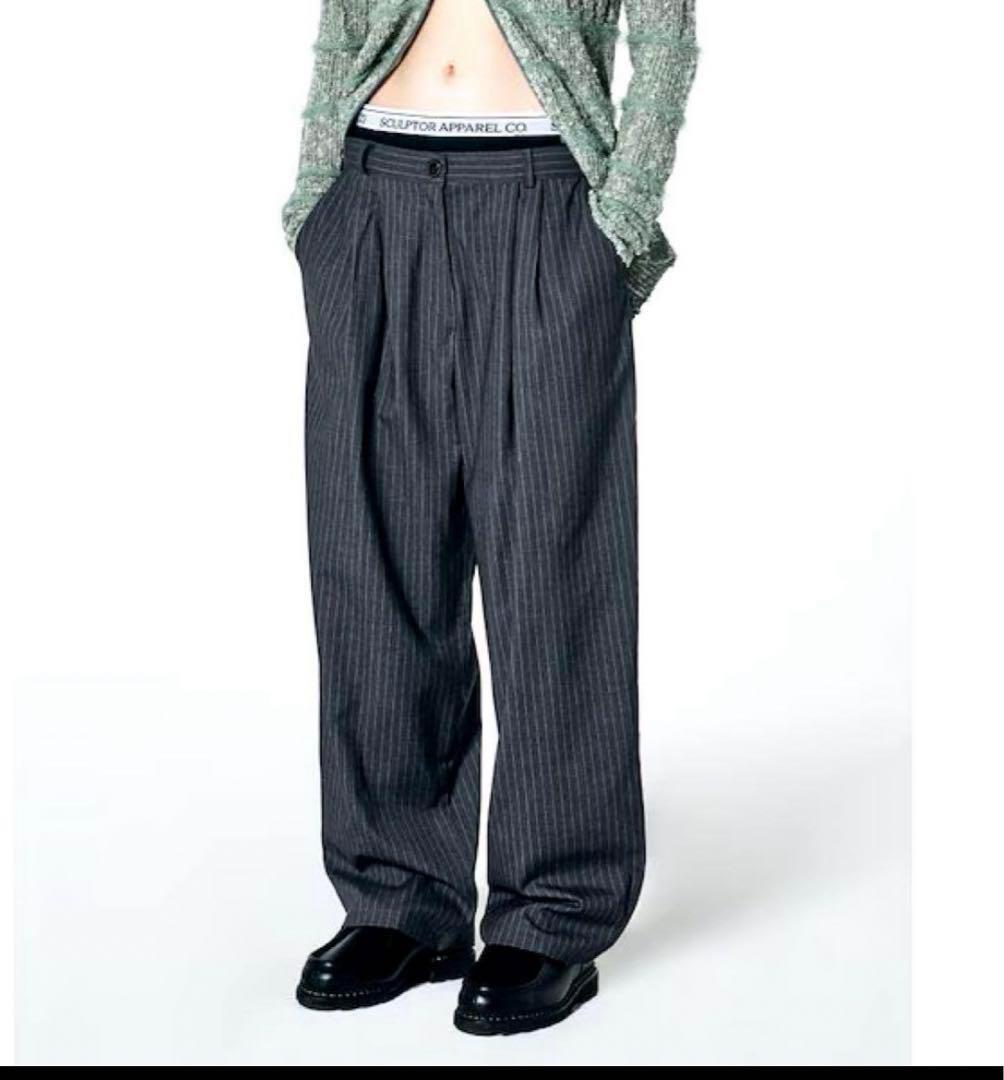 SCULPTORストライプ スラックス