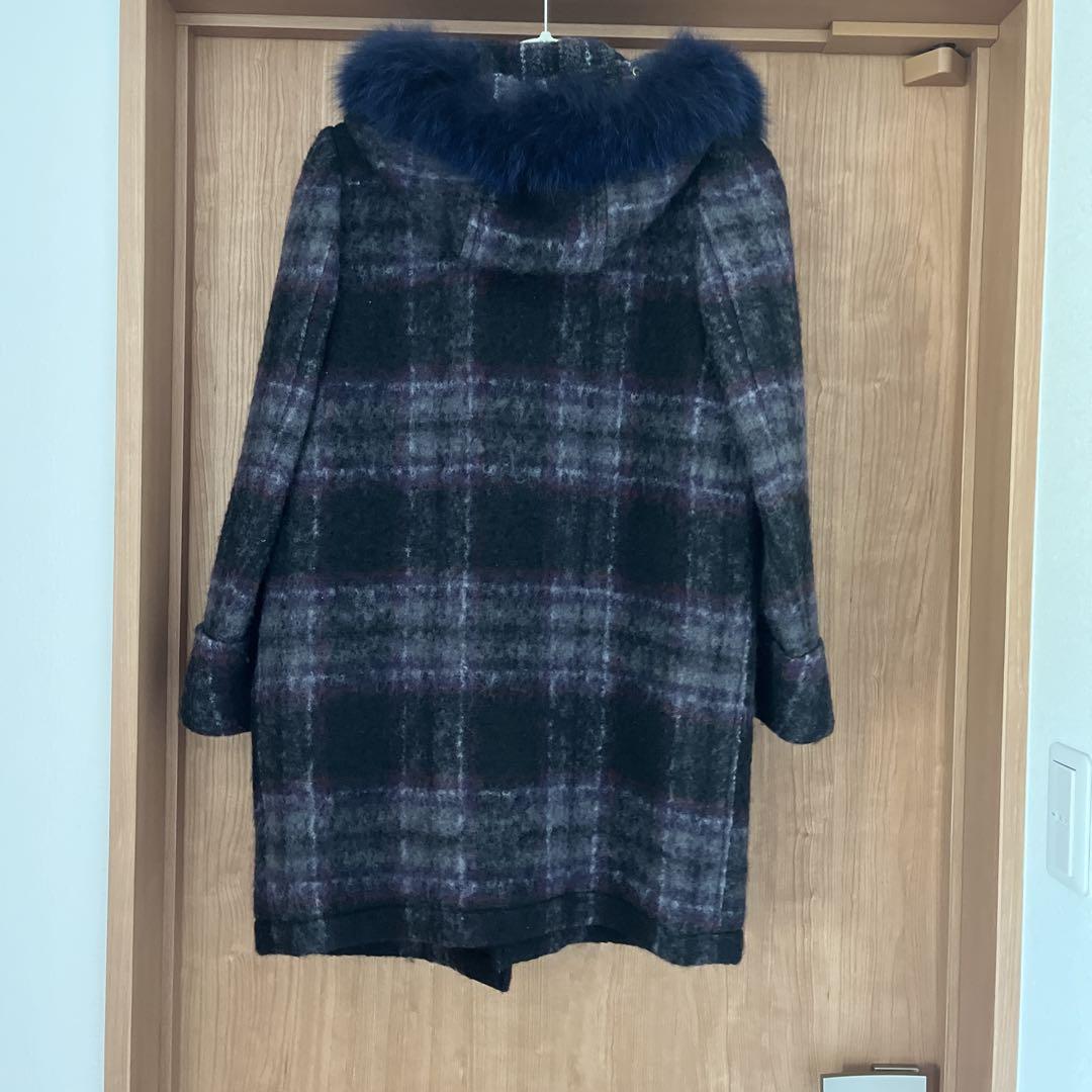 KAON ファー付きチェックダッフルコート 36サイズ