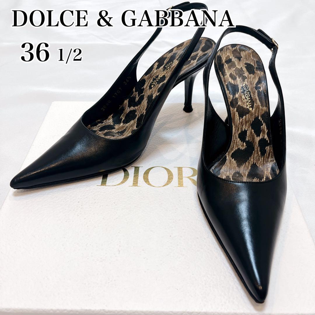 箱付✨DOLCE&GABBANA ポインテッドトゥ スリングバック パンプス 黒
