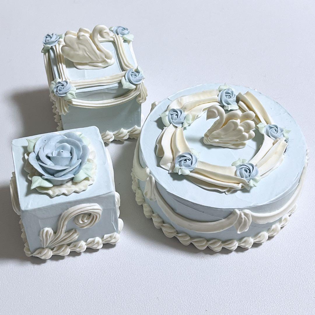 Sugar フェイクケーキ クレイケーキ ハンドメイド 水色 ブルー ホワイト
