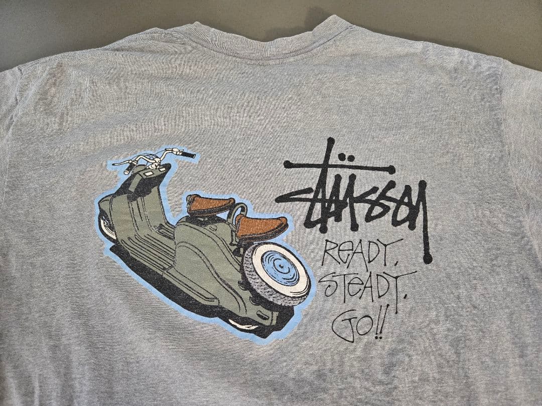 Stüssy 白タグ　ベスパ Tシャツ グレー