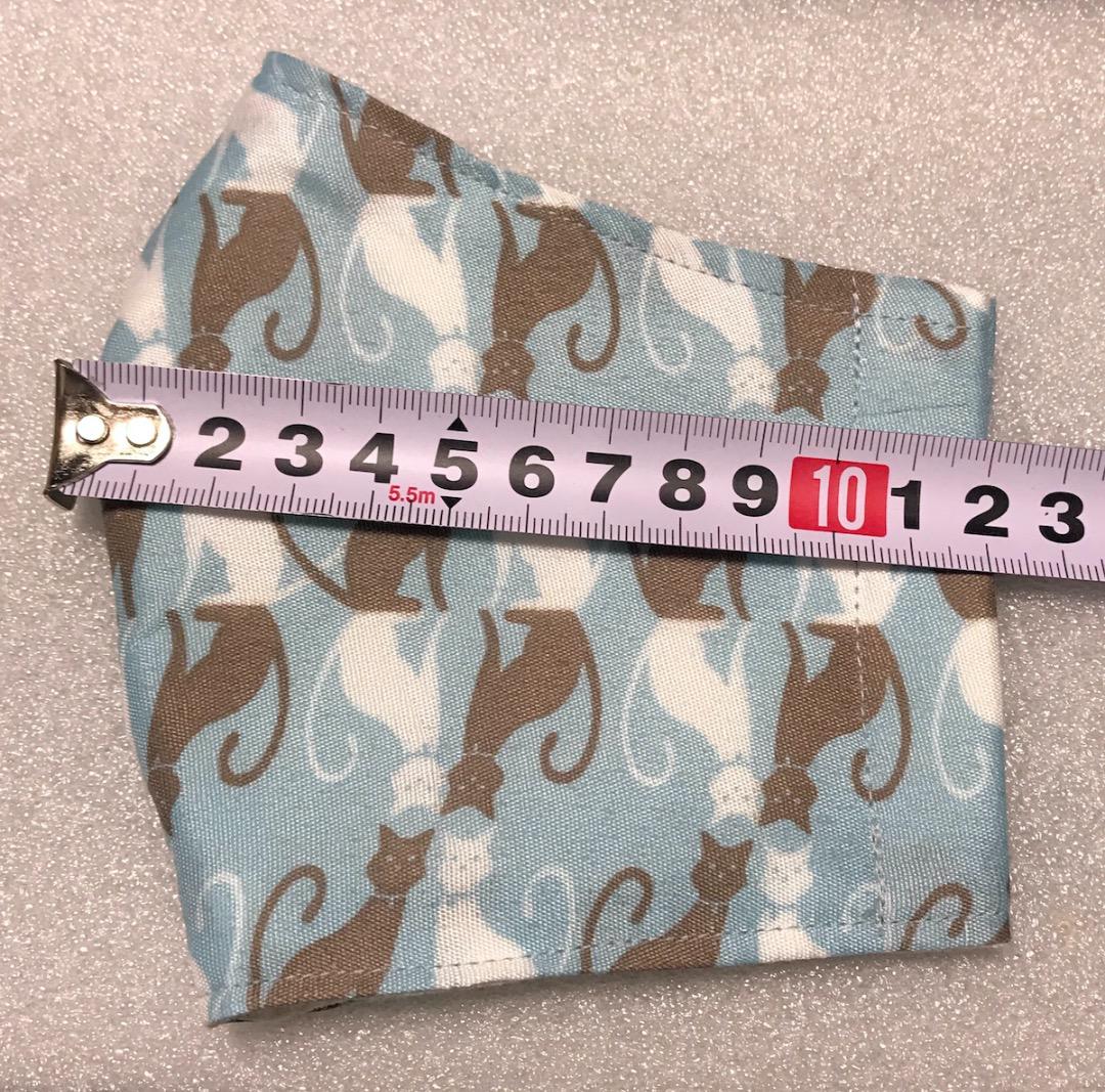 【ネコ柄青色】ハンドメイド 大人用 立体 インナーマスク 手作り