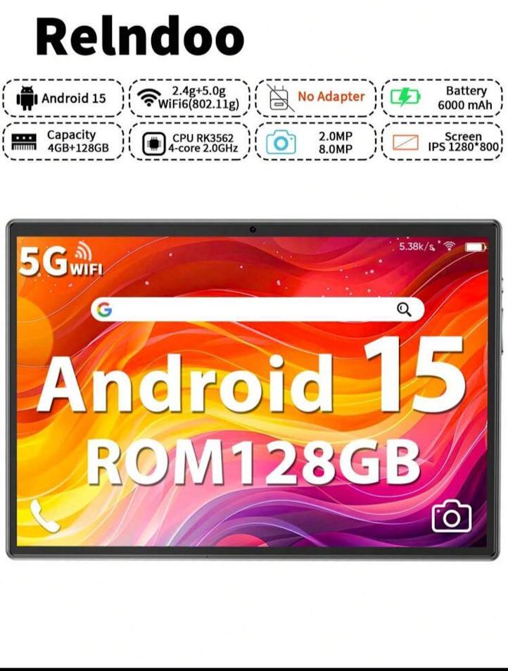 【新品】 Relndoo Android15 タブレット 10.1 128GB
