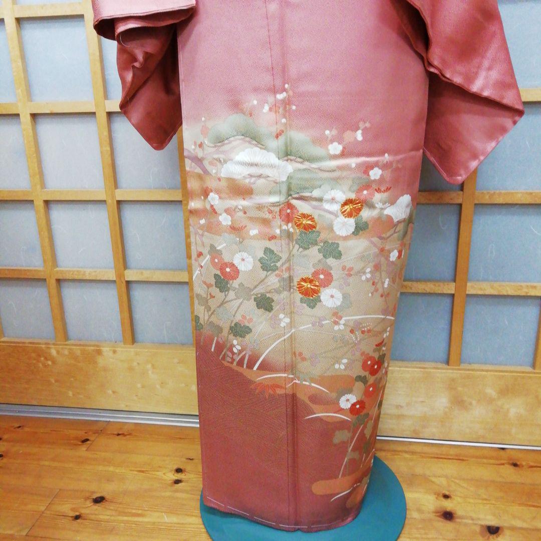 じんざもみ 色の紗綾型地紋に菊