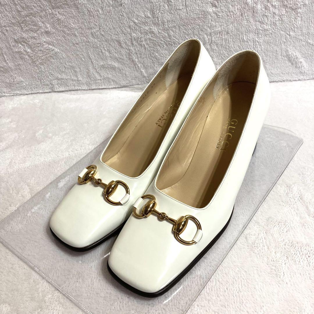 Coffee☆　グッチ　ホースビット　パンプス　白　24