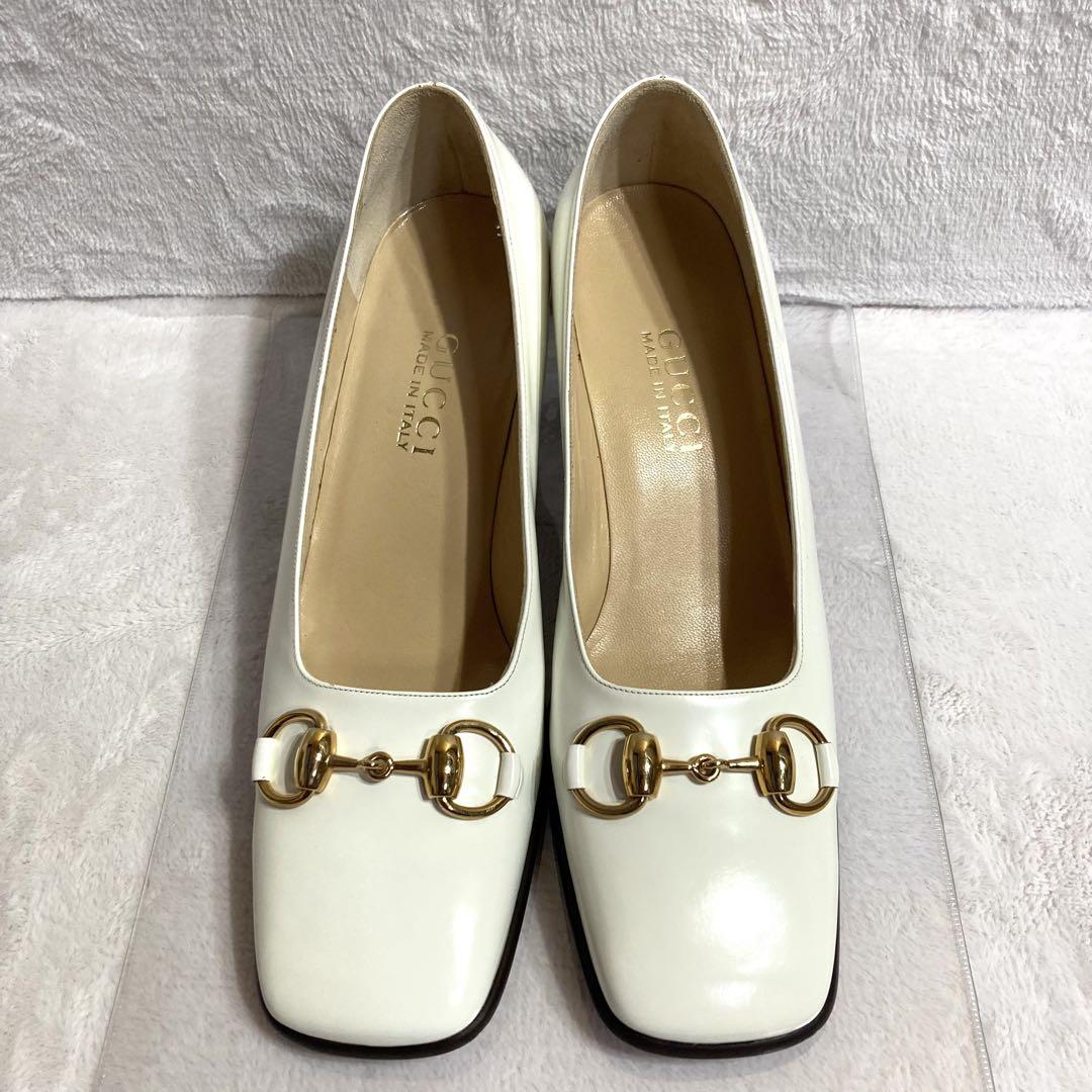 Coffee☆　グッチ　ホースビット　パンプス　白　24