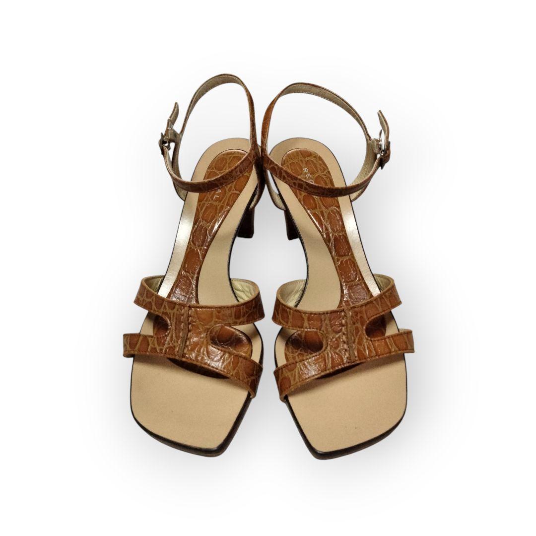 【良品】REGAL ブラウンクロコダイル風サンダル、パンプス、ミュール 24cm