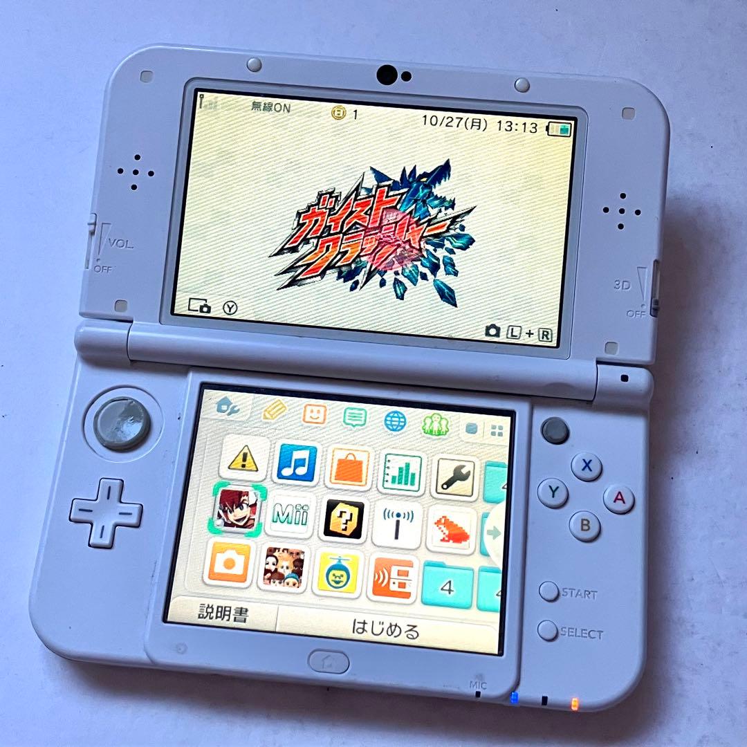 NEWニンテンドー3DS LL パールホワイト 充電器 ソフト付き目立った傷や汚れなし UP786_INFO