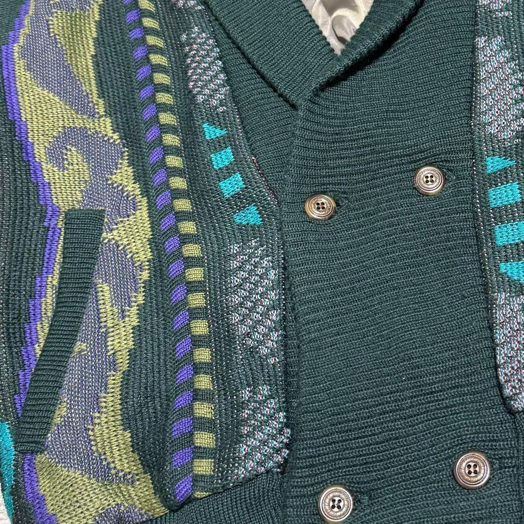 人気カラー★超肉厚カーディガン レトロ グリーン ダブルボタン L ウール 緑 人気カラー★超肉厚カーディガン レトロ グリーン ダブルボタン L ウール 緑