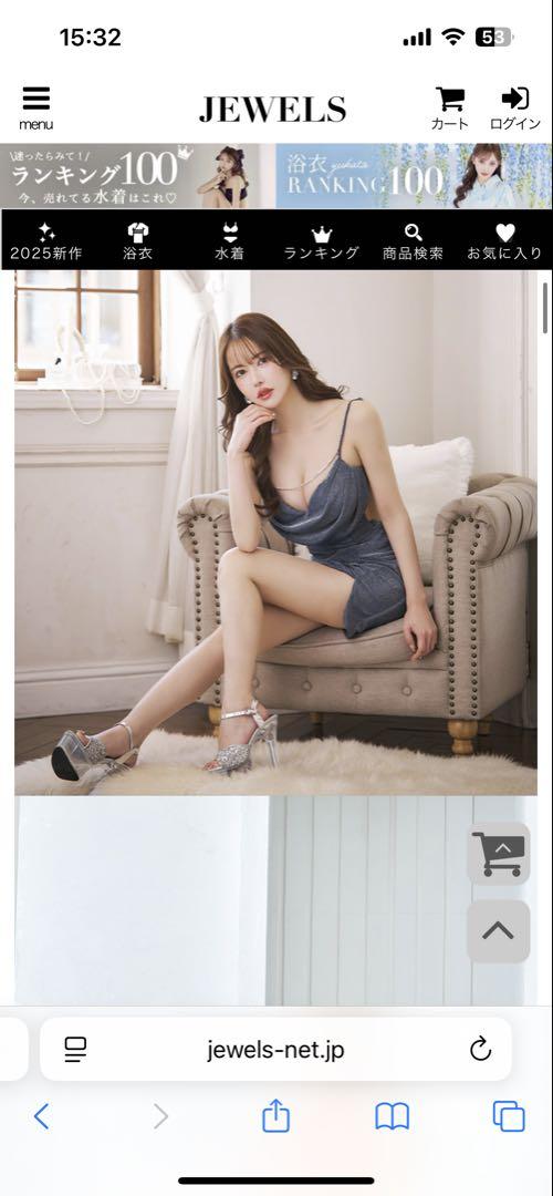 新品未使用/Jewels/ラメキャミソールドレス/グリッター/背中見せ/タイト/