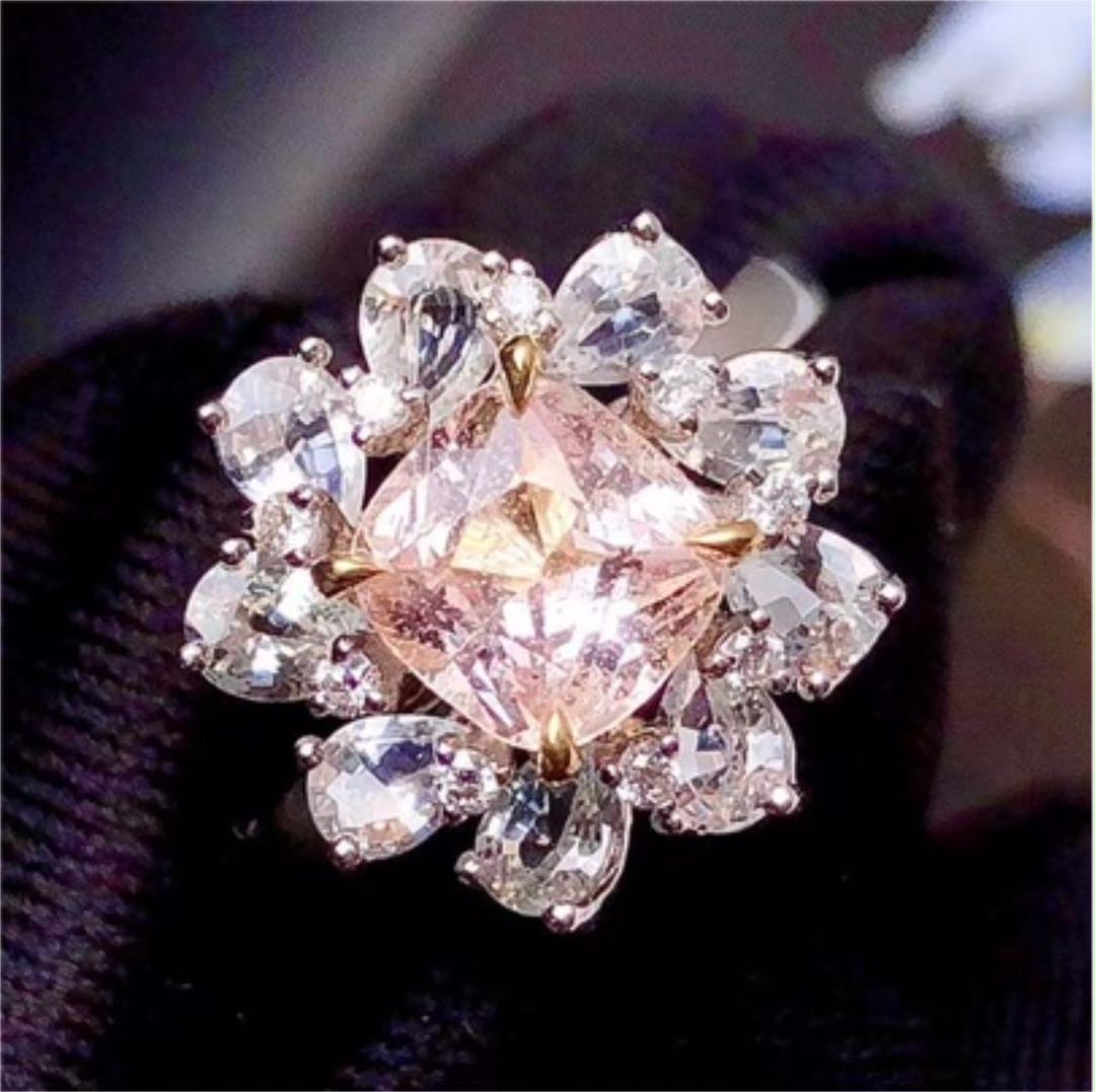 全商品オープニング価格! 天然 パパラチアサファイア ¥ k18 リング1.52ct ダイヤ - リング