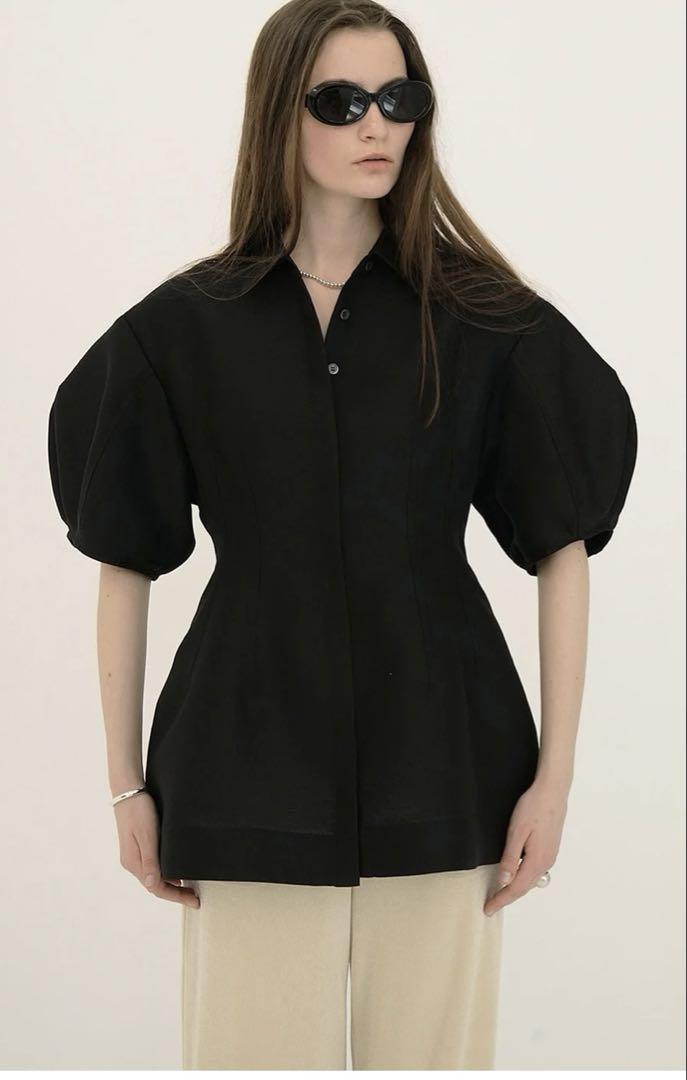 トップス CLANE WAIST SHAPE PUFF SLEEVE TOPS